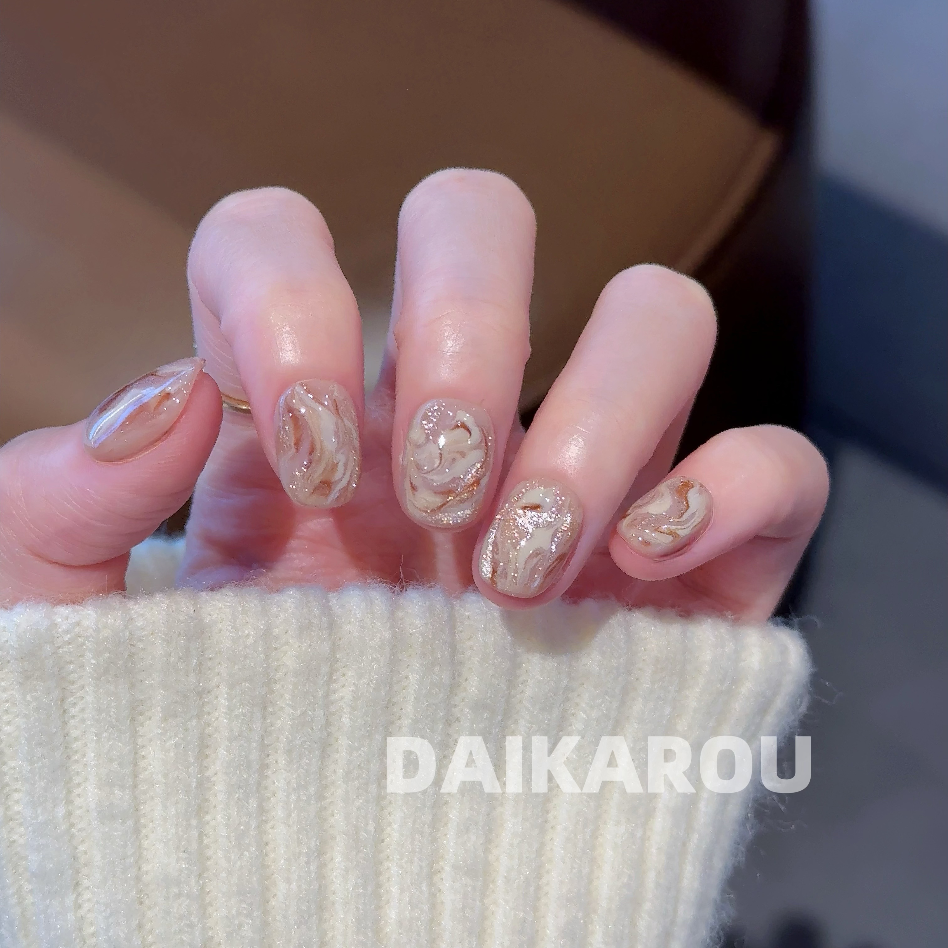 雾暖茉屿 黛卡柔 预售 哇擦么 新甲型 此度 短椭圆手工穿戴甲10片