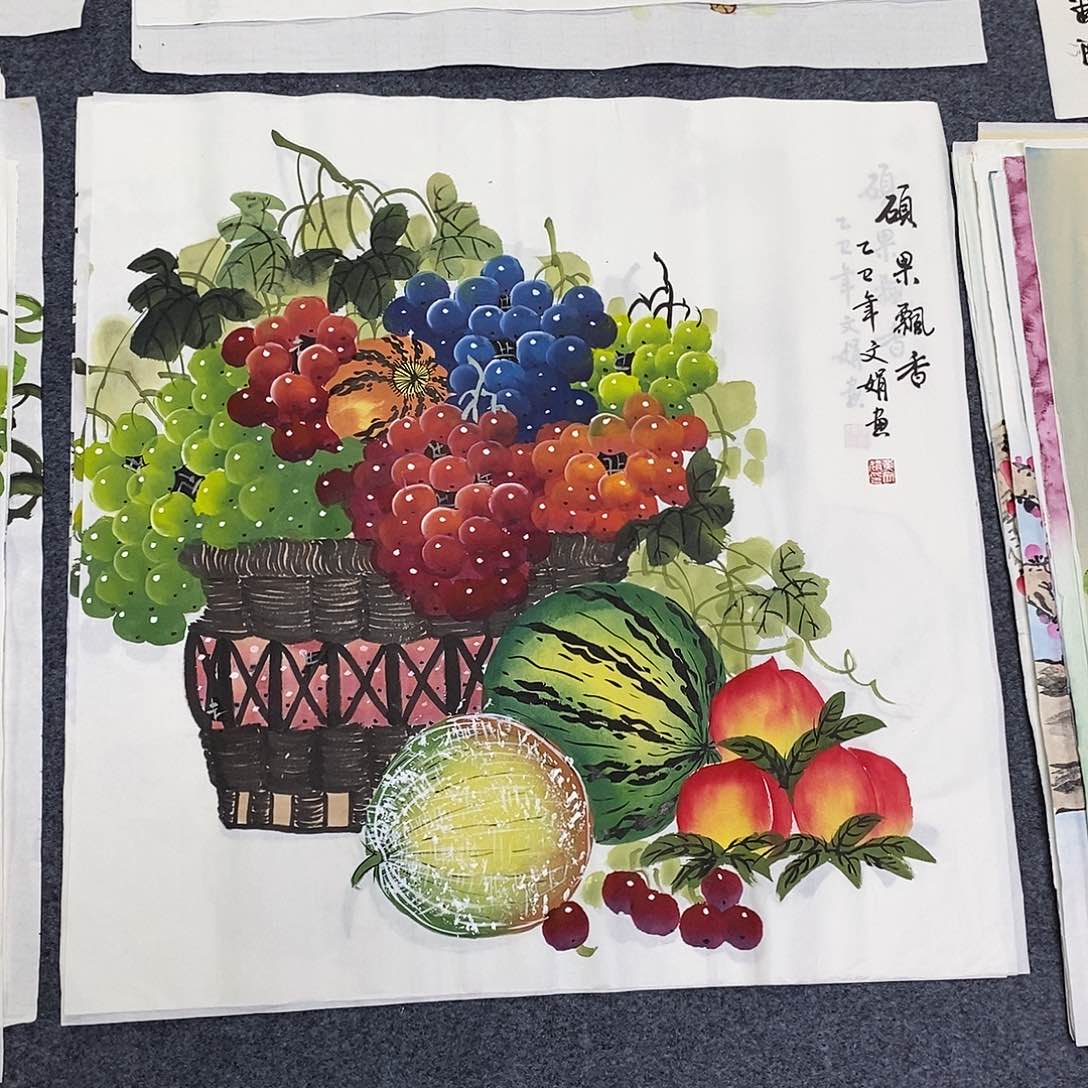 国画尺寸68✖️68手绘斗方画画画