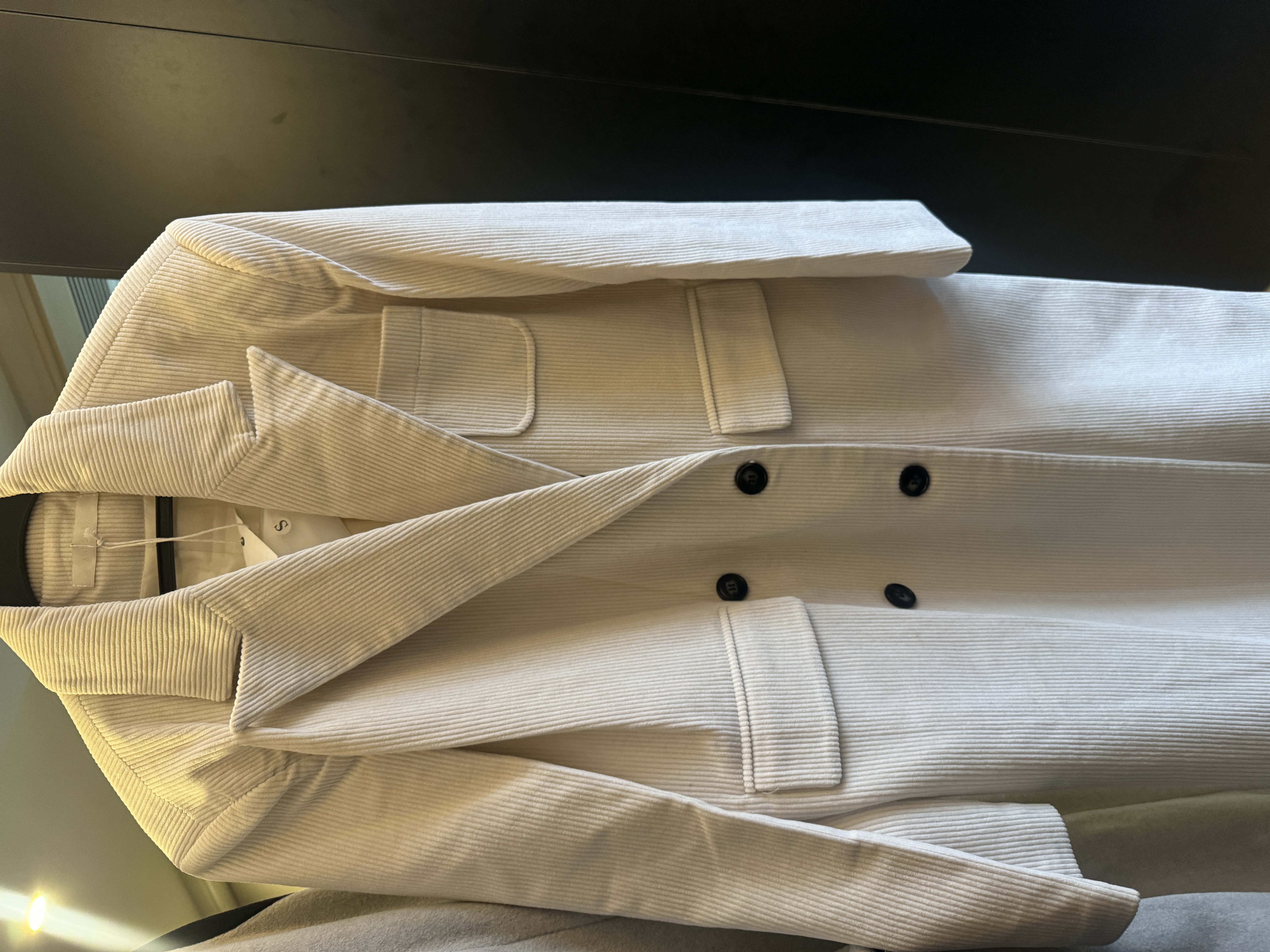 邓蕾婷【白纹大衣】气质时尚休闲百搭女士条纹设计款大衣