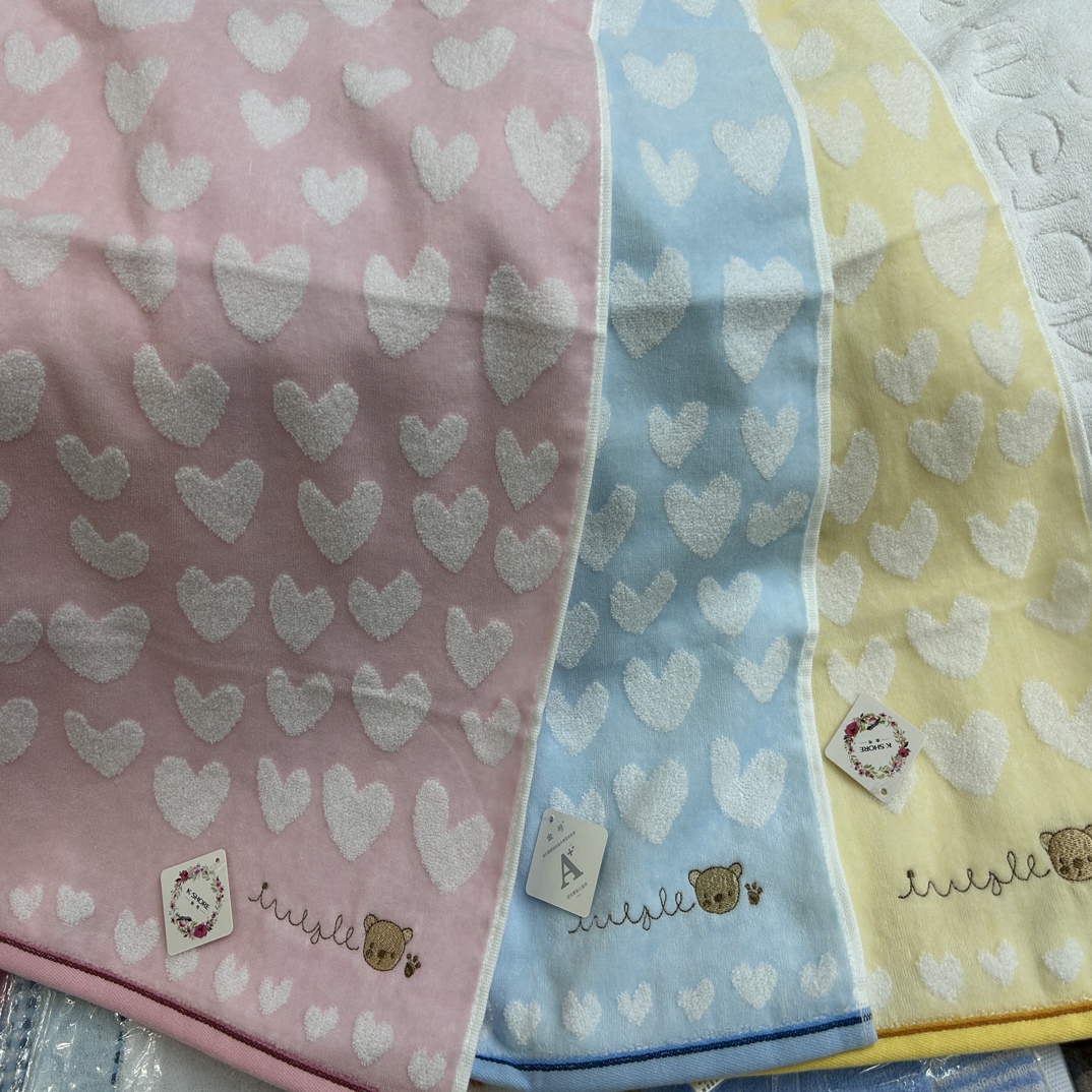 少女心小熊毛巾3条，高低毛割绒立体手感舒适柔软，纯棉吸水不掉毛