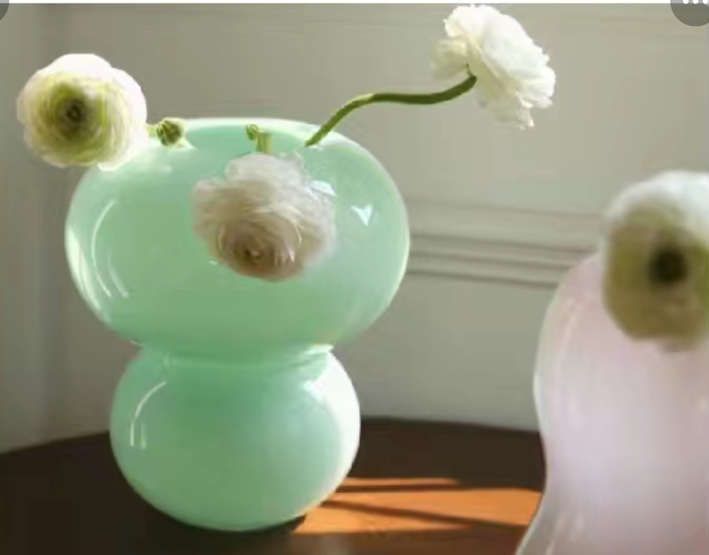 彩色玉质大肚葫芦玻璃花瓶客厅水培插花器