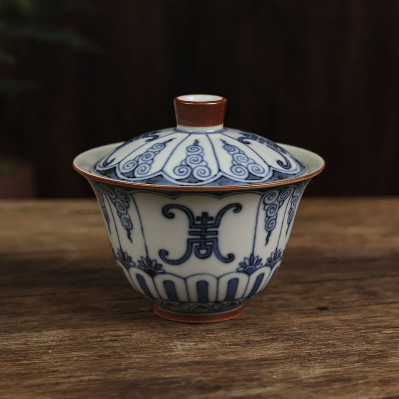 【悦生活】宝象寿字纹-墨冉-盖碗（新墨冉0079）