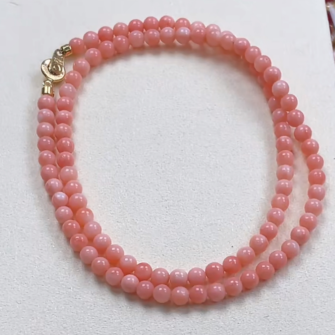 天然红珊瑚粉色项链