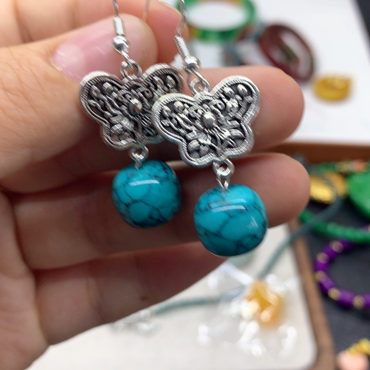 合金颈饰玛瑙/玉髓吊坠