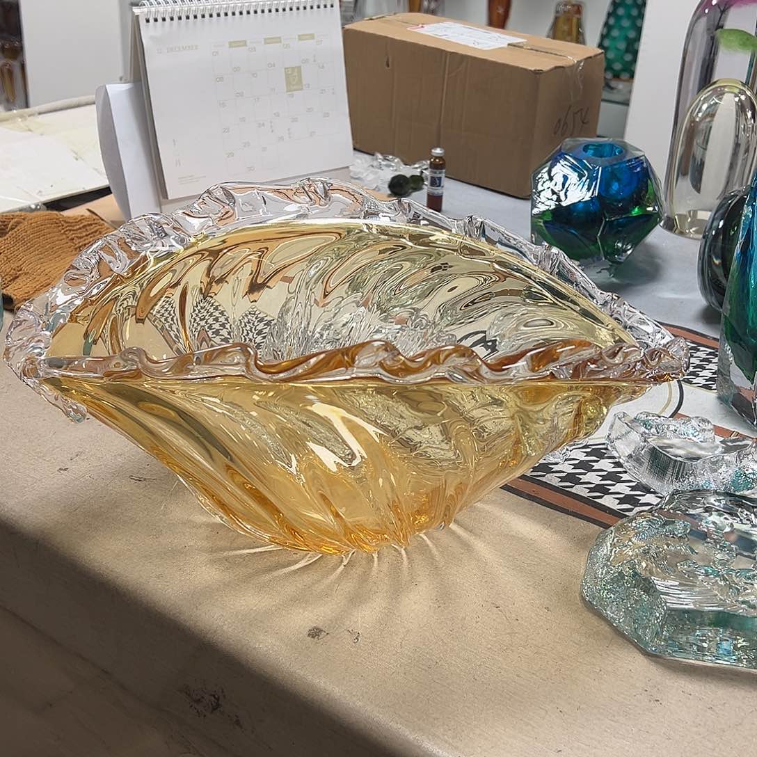 琉璃长39琥珀女王的衣领琉璃果盘花器