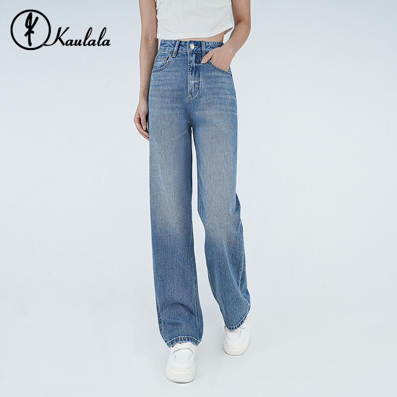 Kaulala】新款三色窄版直筒牛仔裤女裤高级气质百搭中高腰显瘦牛