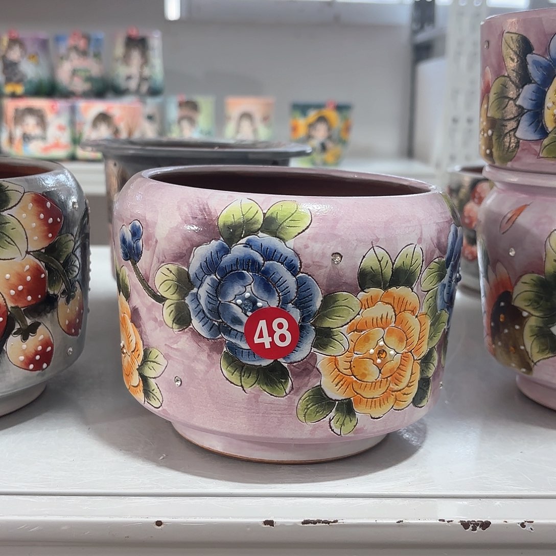 紫砂花盆蓝*灵手工花盆默认微瑕