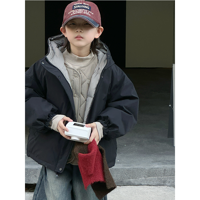 【现货】2025男童羽绒服韩版童装中大童两面穿外套冬季保暖羽绒服