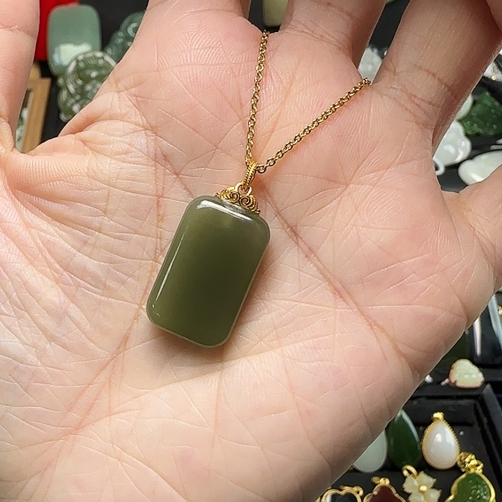 颈饰银S925镶嵌和田玉?****?