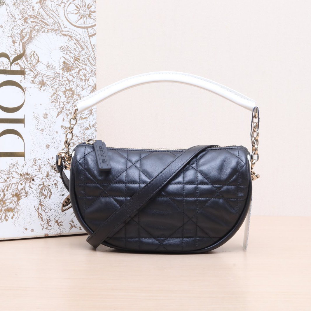 95新 DIOR/迪奥 小花攀攀Dior Vibe Hobo 手袋 小号 20黑色 皮革C