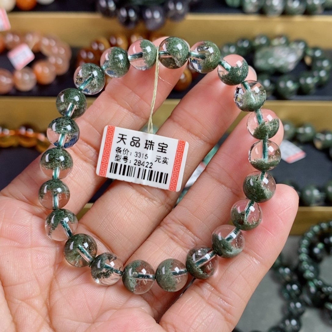 水晶手链未镶嵌豆*绿幽灵手链28422