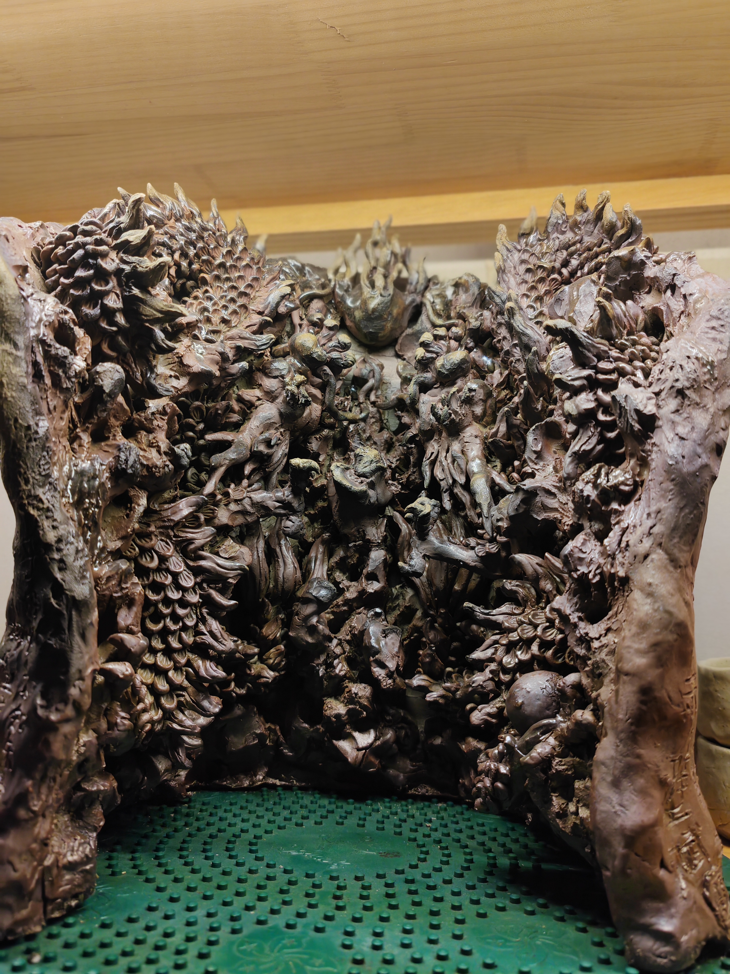 双龙戏珠摆件高约36.6㎝宽约36㎝黄家文手作品细节私信咨询