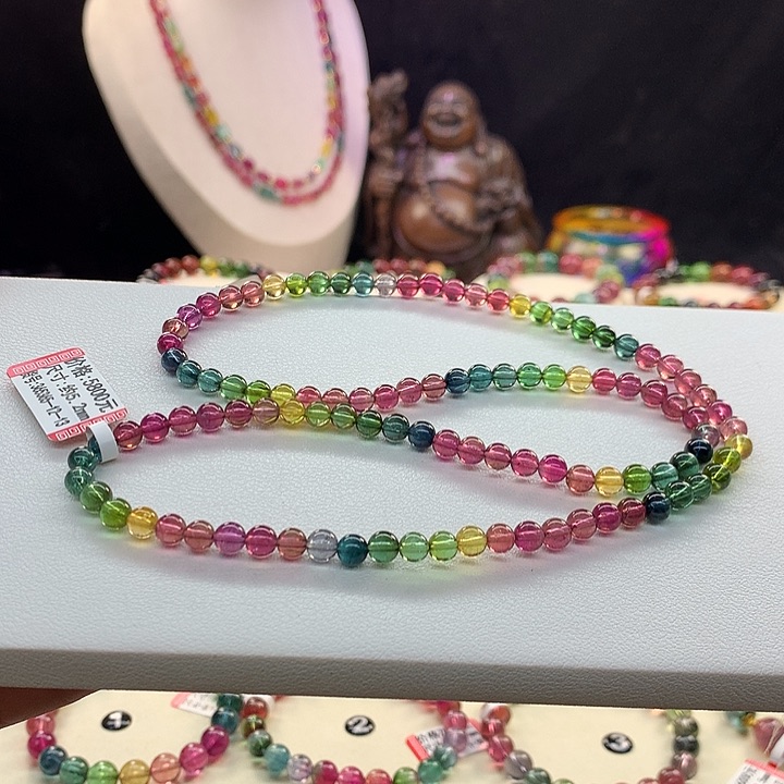 碧玺手链未镶嵌彩虹手串5.2mm
