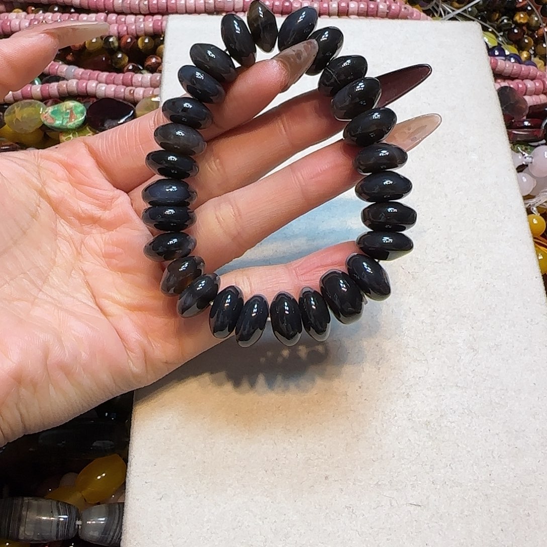 玛瑙/玉髓未镶嵌珠宝半成品烟灰玛瑙14mm一串