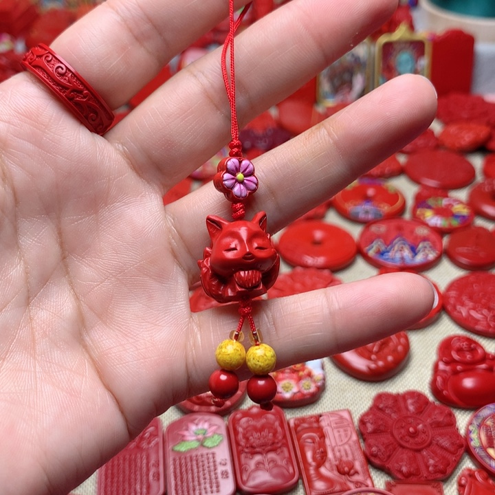 天然辰砂工艺品朱砂手机坠