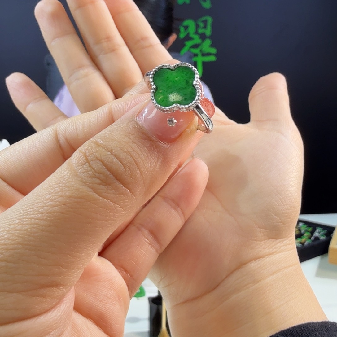 翡翠戒指银S925镶嵌925镶嵌