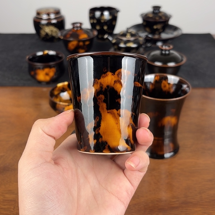 瓷玳瑁釉小可乐杯