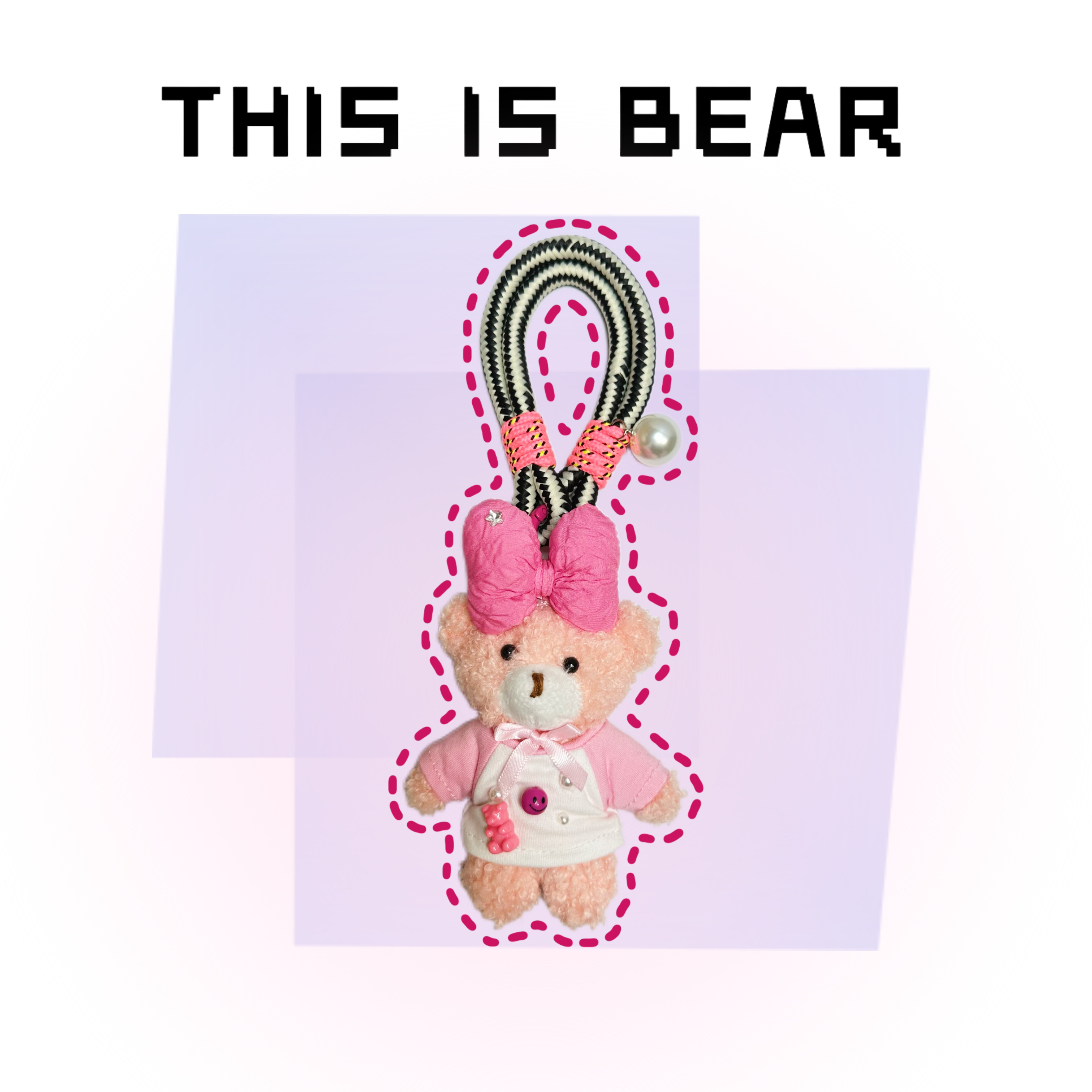 This is Bear•设计师原创包包挂件/手机挂饰/车挂/粉蝴蝶结白TA63