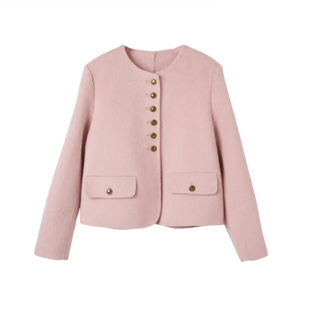 【欢欢专属】2418双面绒小香风女新款撞色时髦高级设计短款外套