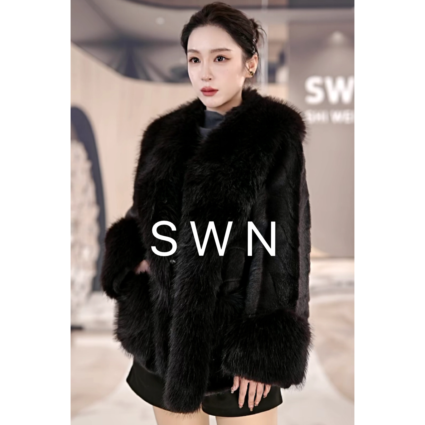 【会员高定】2025海宁雪兰绒一体长毛领大气百搭加厚外套