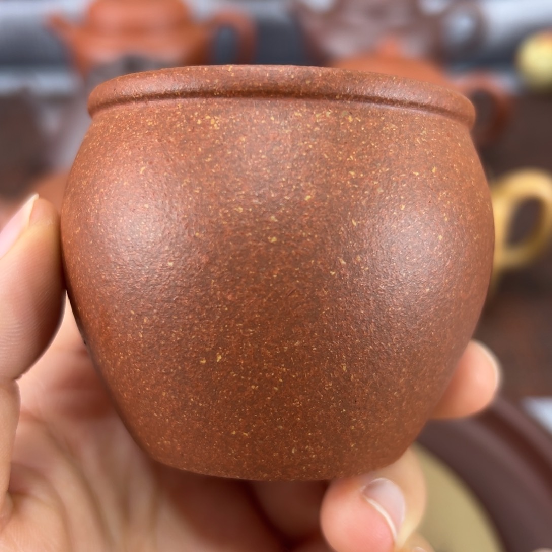 茶壶紫砂红降破矿料杯