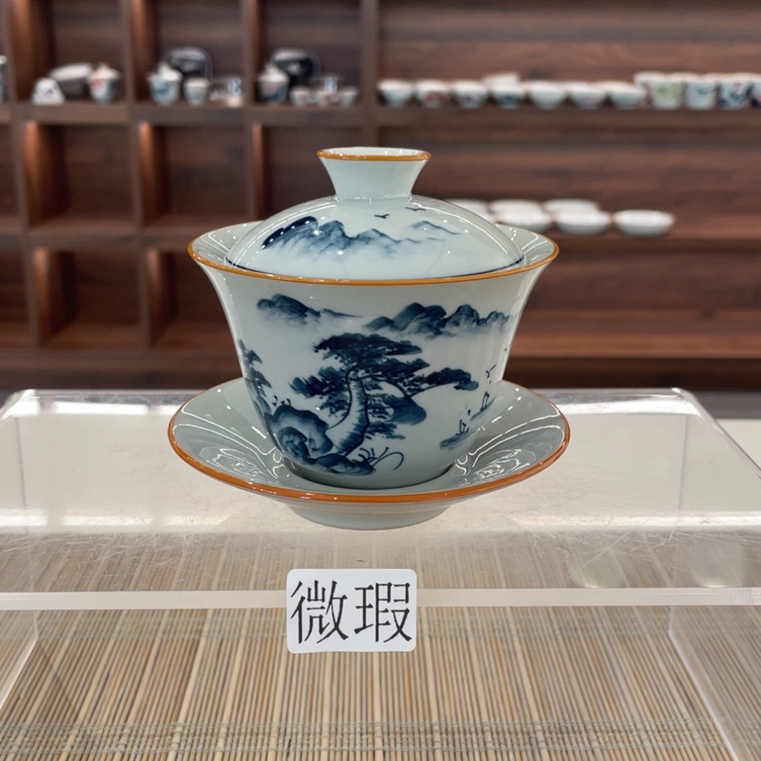 釉下手绘茶具微瑕