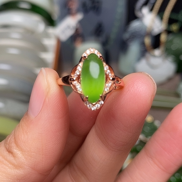 和田玉银S925镶嵌戒指