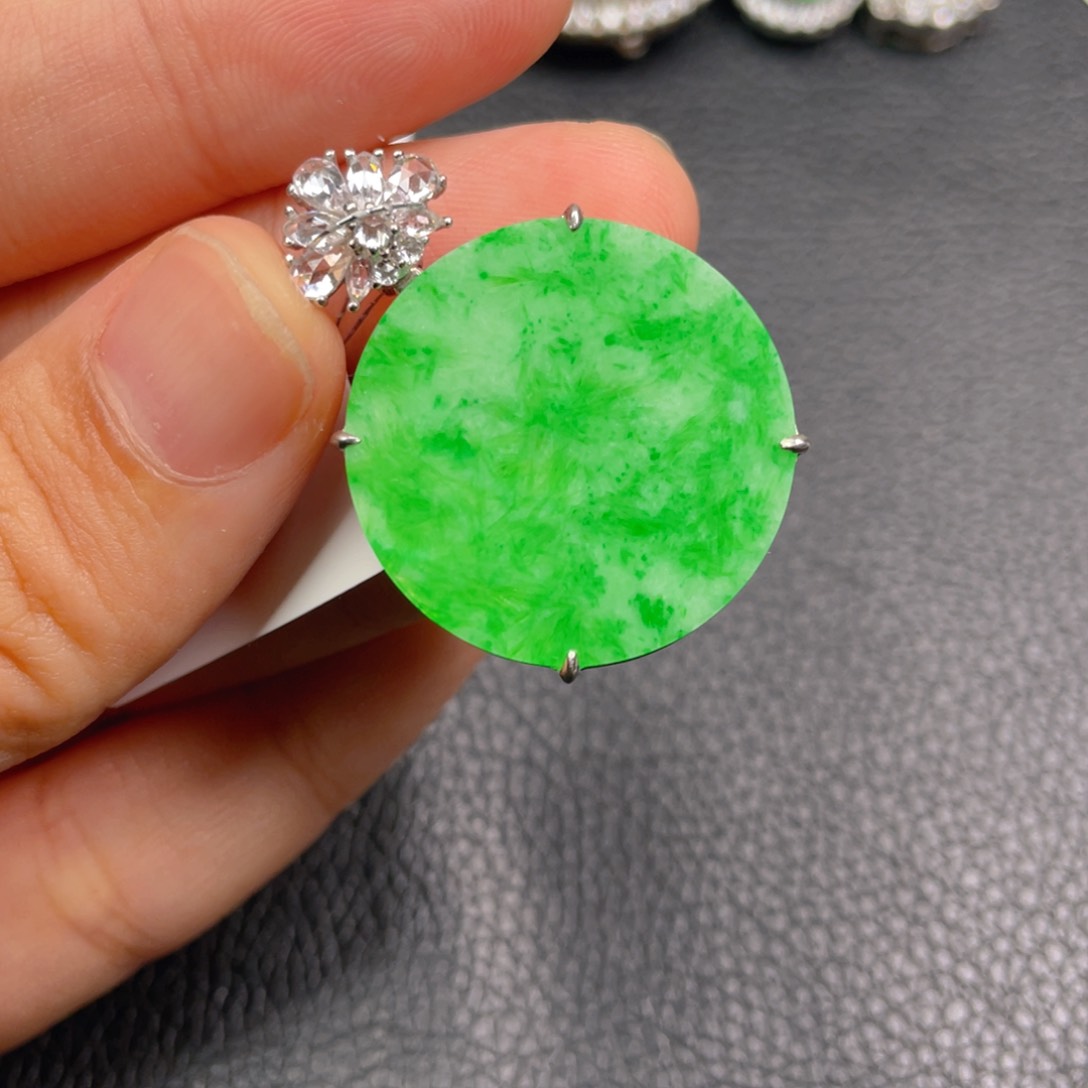 翡翠吊坠(不含链)银S925镶嵌