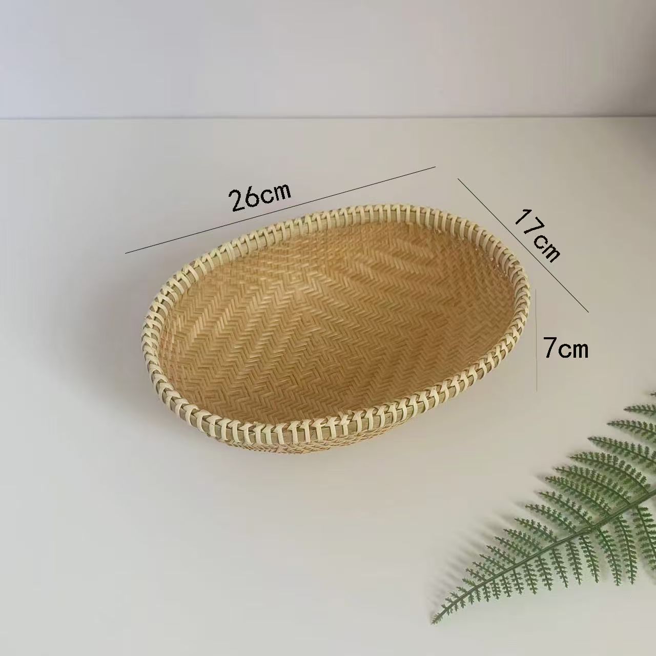 无孔椭圆形小号竹编水果篮手工编织馒头筐客厅上班家用收纳筐