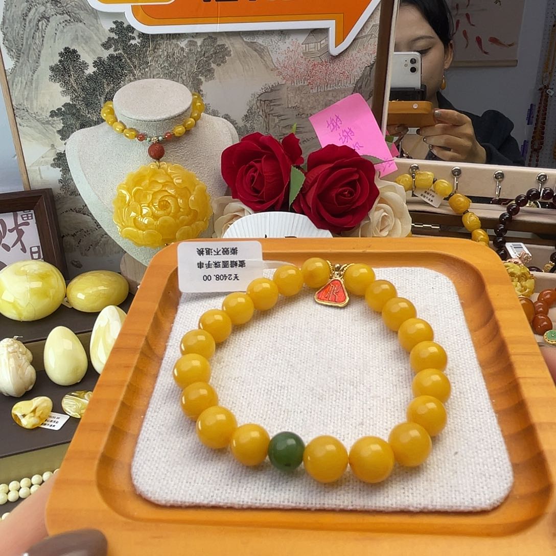 琥珀裸石未镶嵌蜜蜡手串