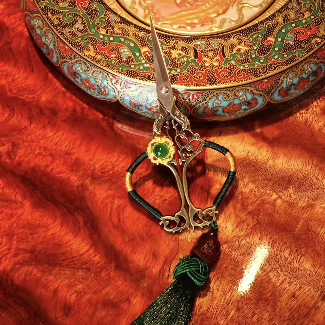 “帝王绿 ”墨绿色小茶剪茶室专用定制手工小剪刀茶叶茶袋茶道配件