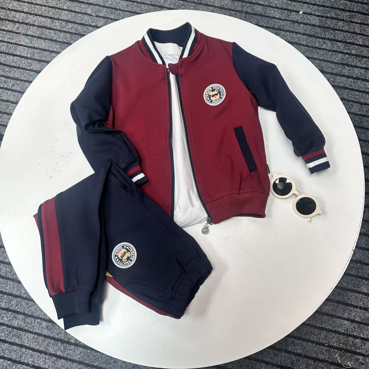 男童两件套2025新款春秋款儿童棒球服外套裤子女孩帅气衣服中童