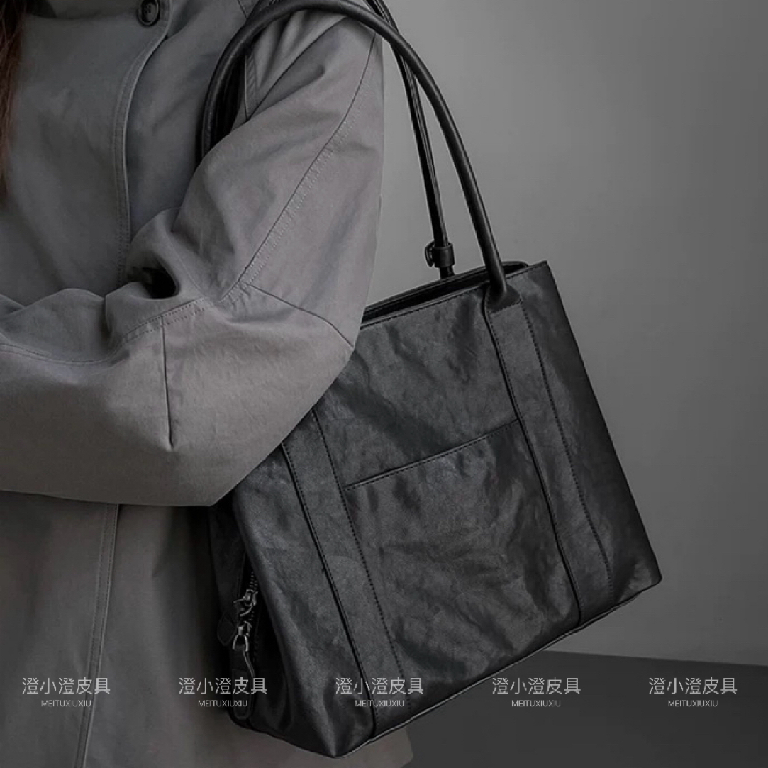 6715高级感三隔层植鞣牛皮简约百搭轻便托特包