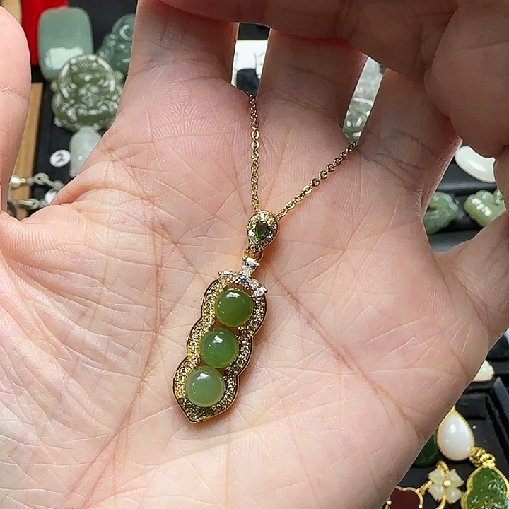 颈饰银S925镶嵌和田玉