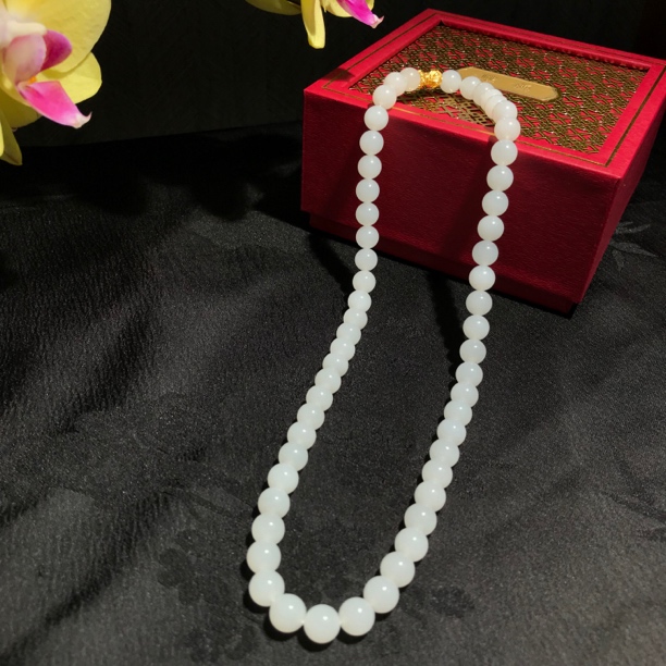 和田玉8mm项链老坑料美人链女士气质百搭青海料