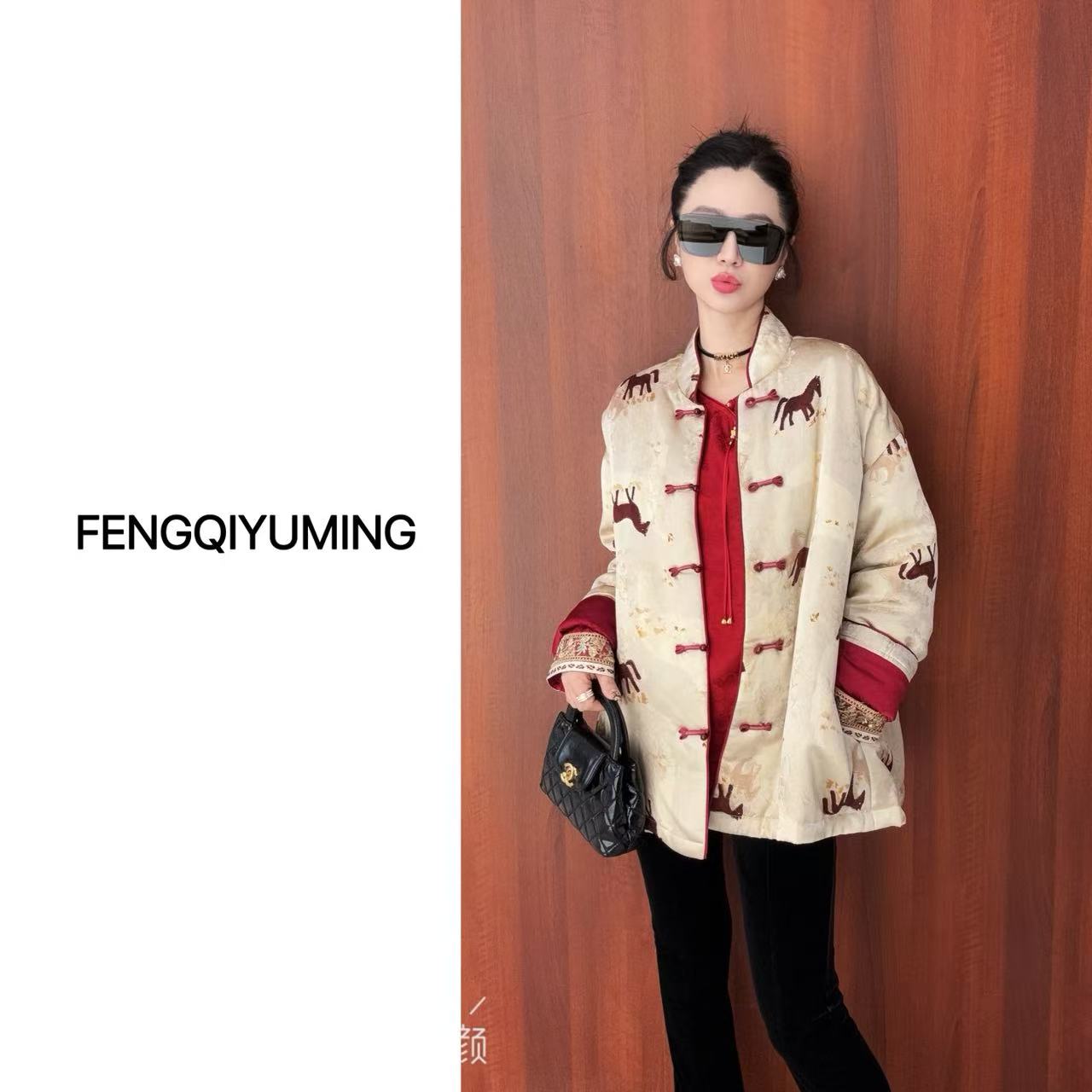 【好运红马】新中式复古国风百搭时尚网红夹棉外套
