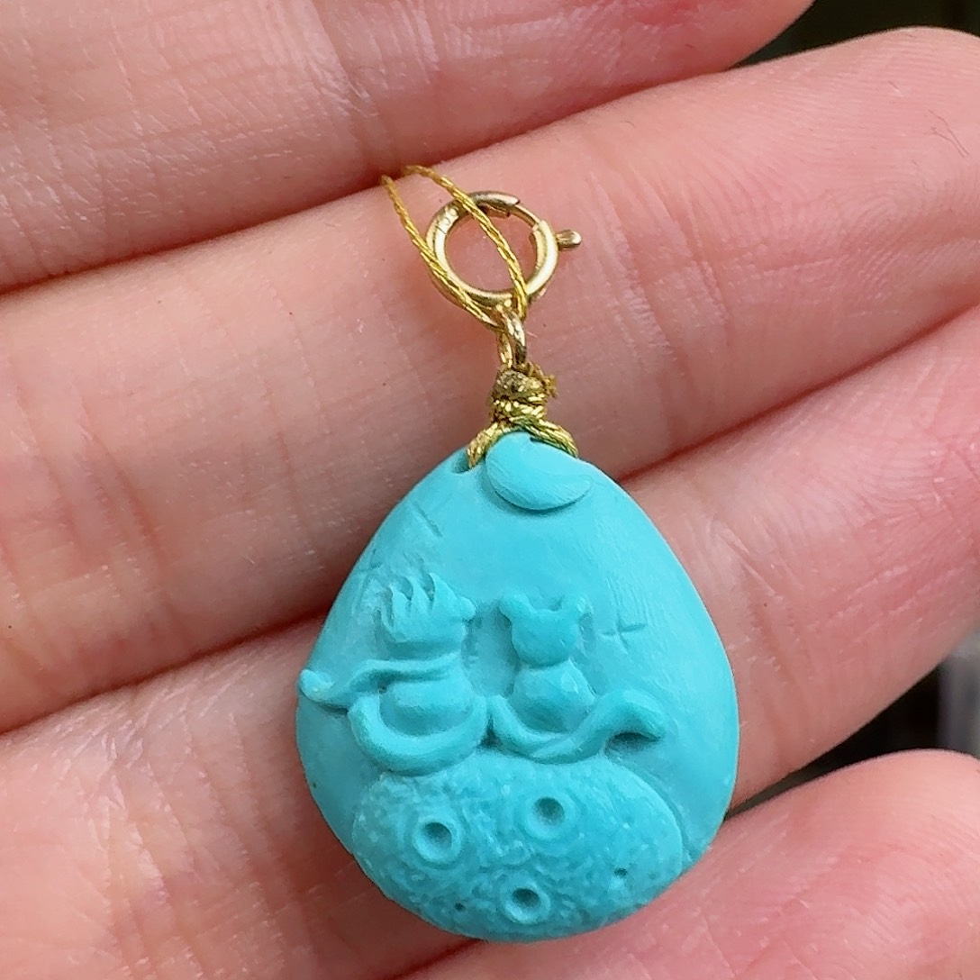 绿松石珠宝奇石18K金镶嵌