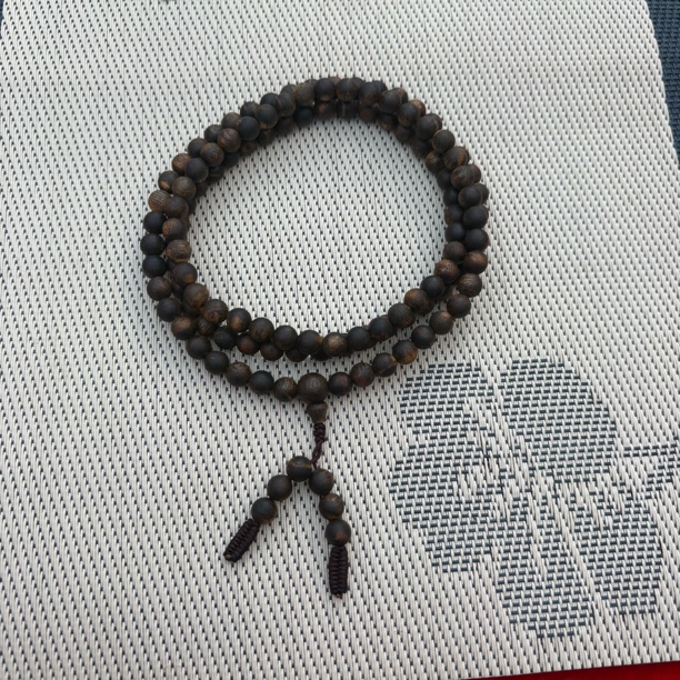 沉香【花姐专场】34H虎斑花珠06-19克沉水圆珠多圈多样性发一条