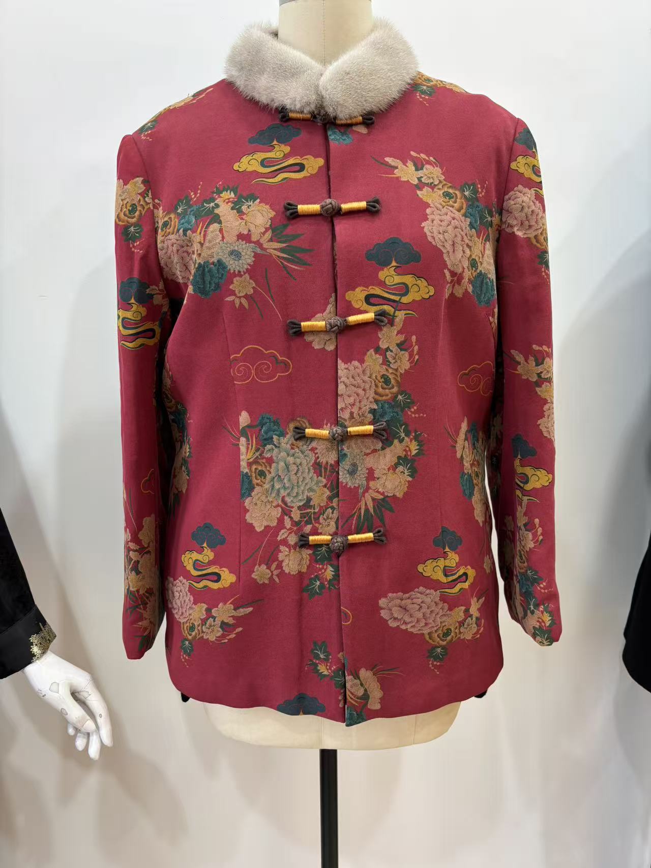 【直播专属优惠】新中式香云纱棉服桑蚕丝面料水貂毛领