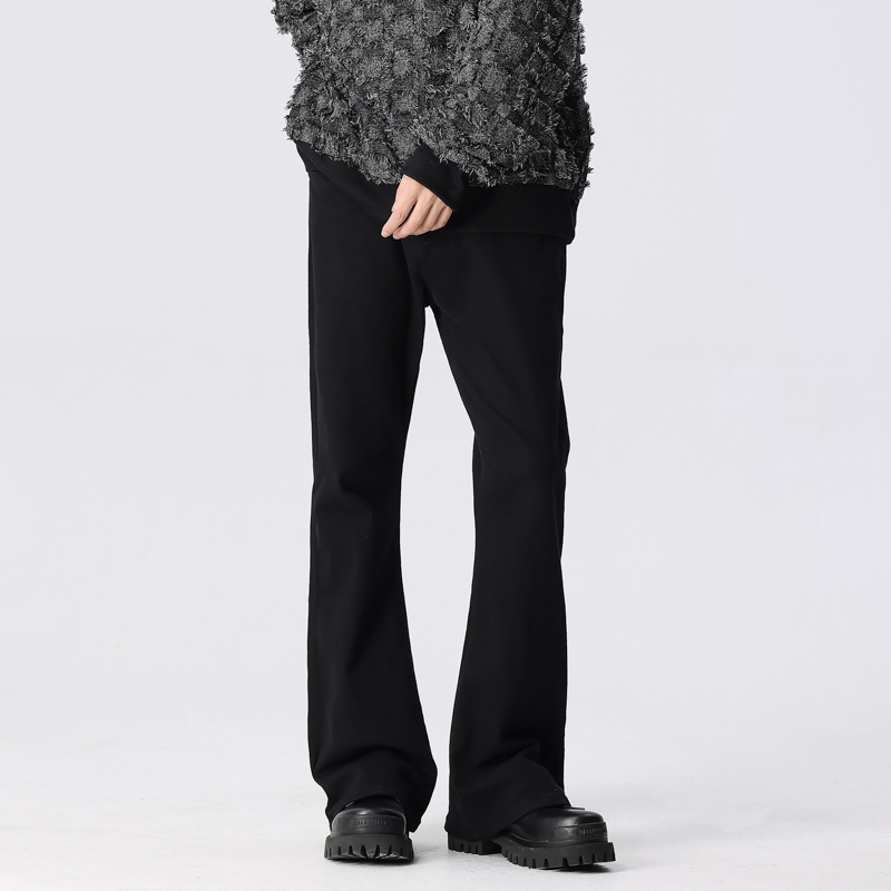 新因素春秋裤子微喇裤男款宽松黑色直筒牛仔裤时尚潮流男女同款