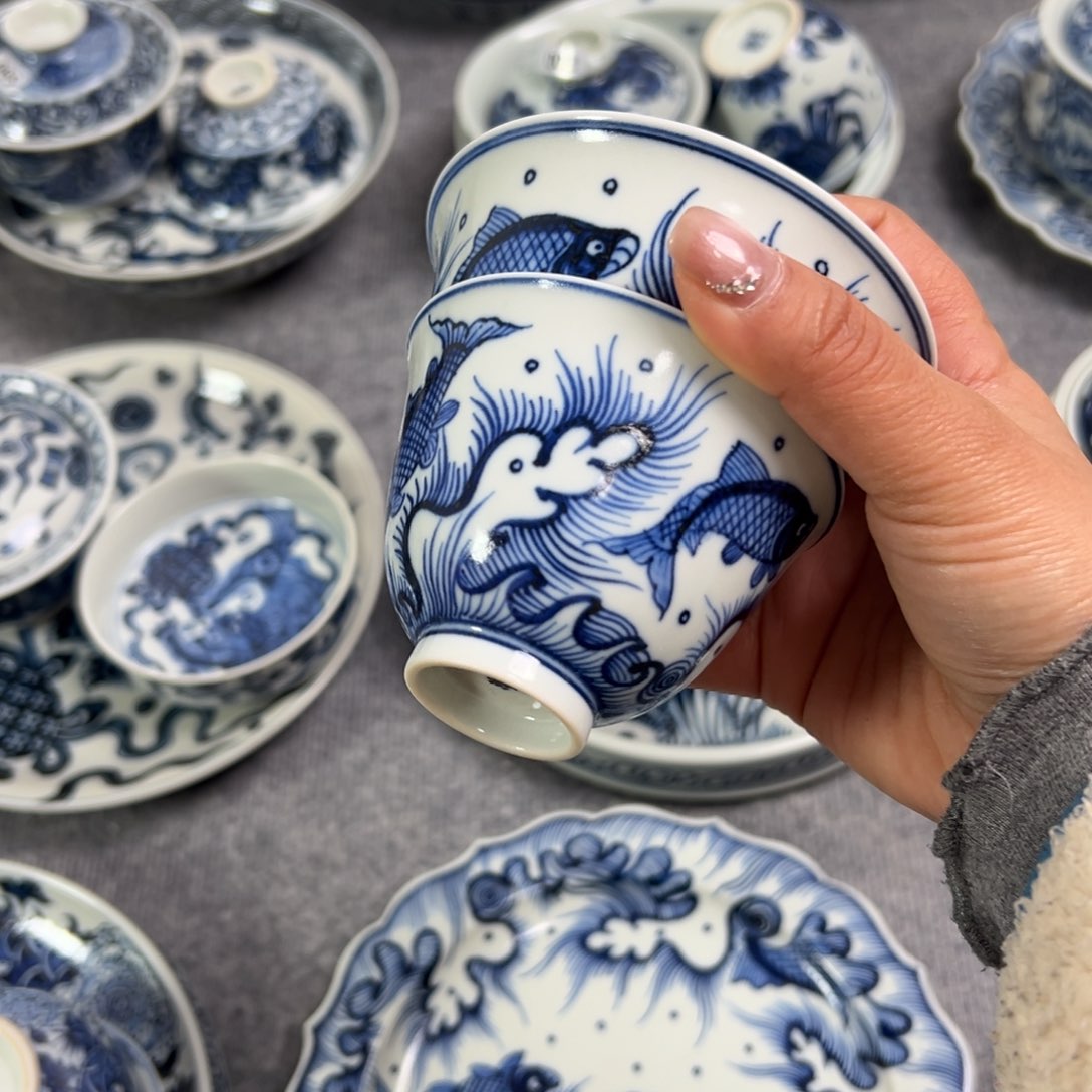 半****照景德镇手工手绘茶具微瑕