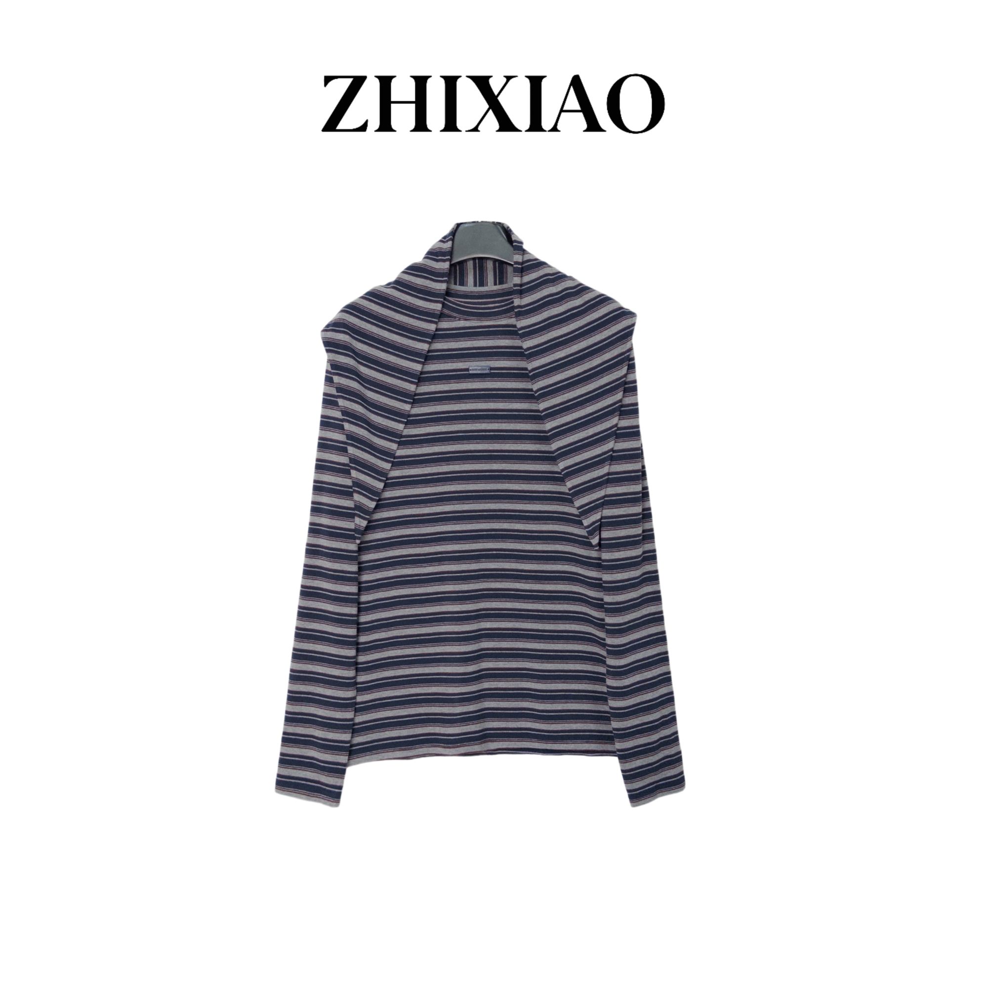 【ZHIXIAO】秋冬新款：披肩条纹长袖上衣7022-2