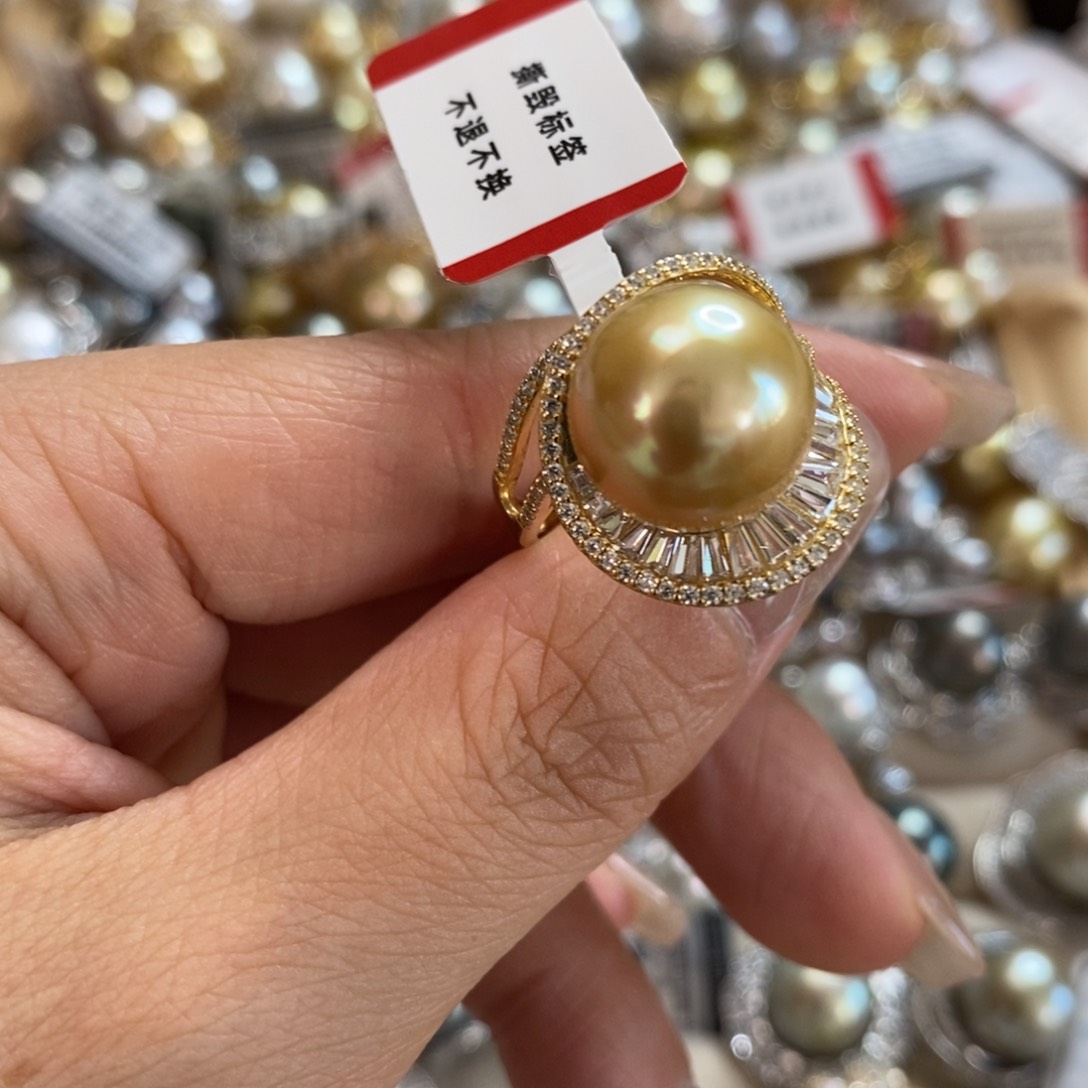 戒圈银S925镶嵌海水珍珠