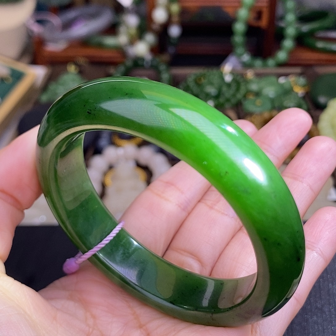 和田玉54.4 碧玉老料手镯脂膏级清货价未镶嵌