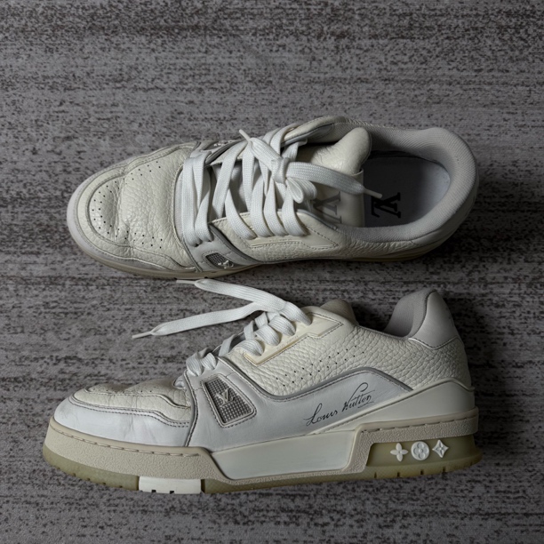 95新 LouisVuitton/路易威登 Trainer印花低帮板鞋/7.5码/0678