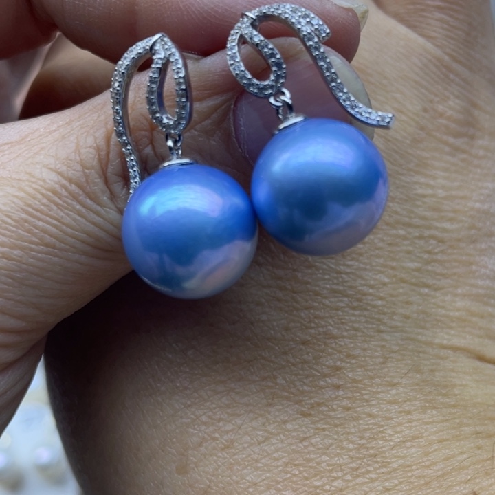 雨***滴银S925镶嵌耳饰淡水珍珠