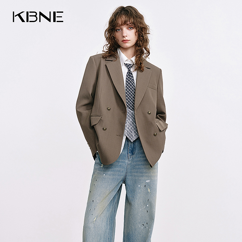KBNE西装外套女款爆款2025新款秋季流光风复古通勤休闲高级感西服
