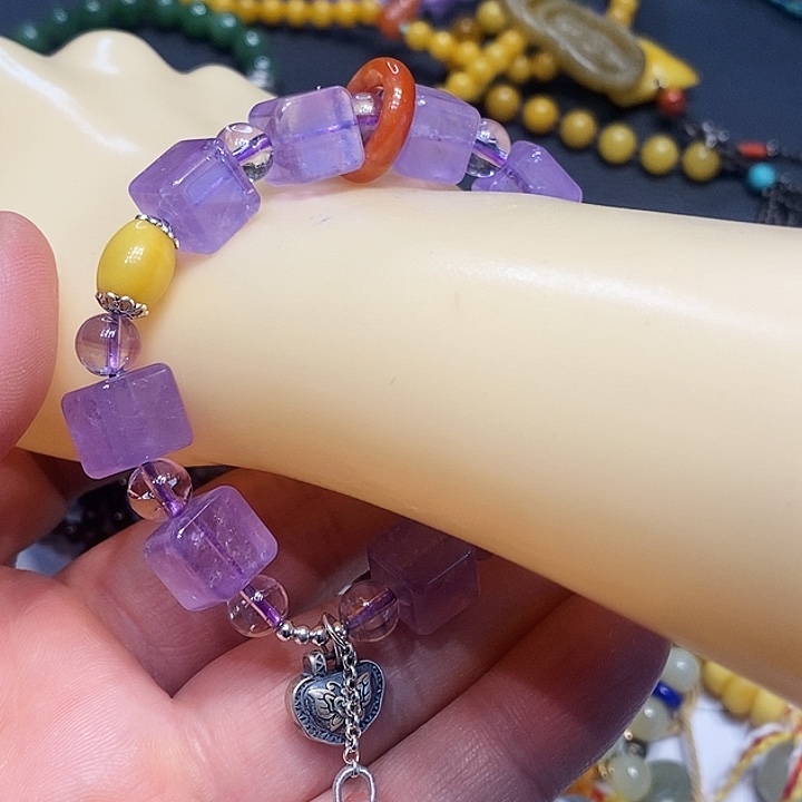 紫晶手链银S925镶嵌方糖