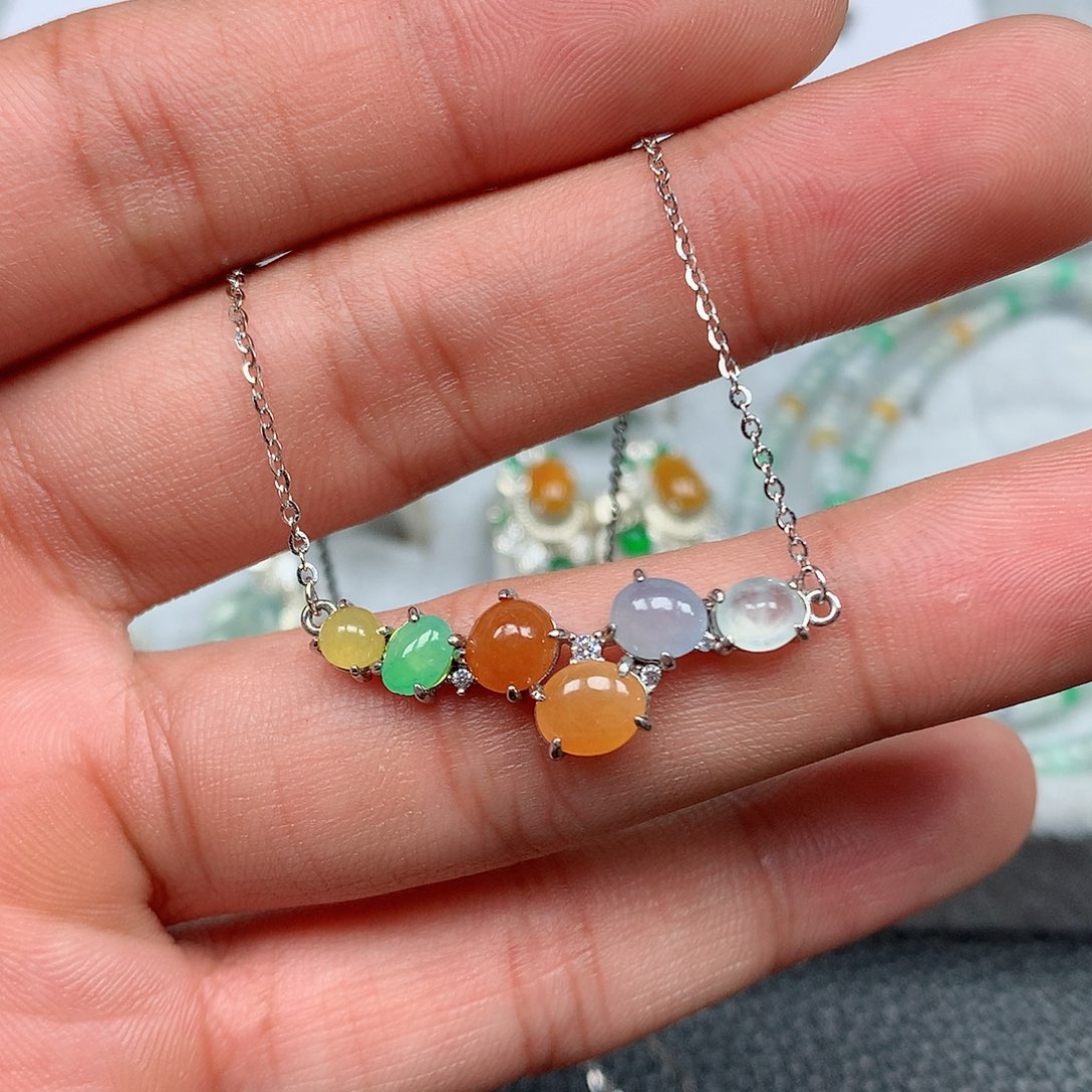 翡翠银S925镶嵌项链31号