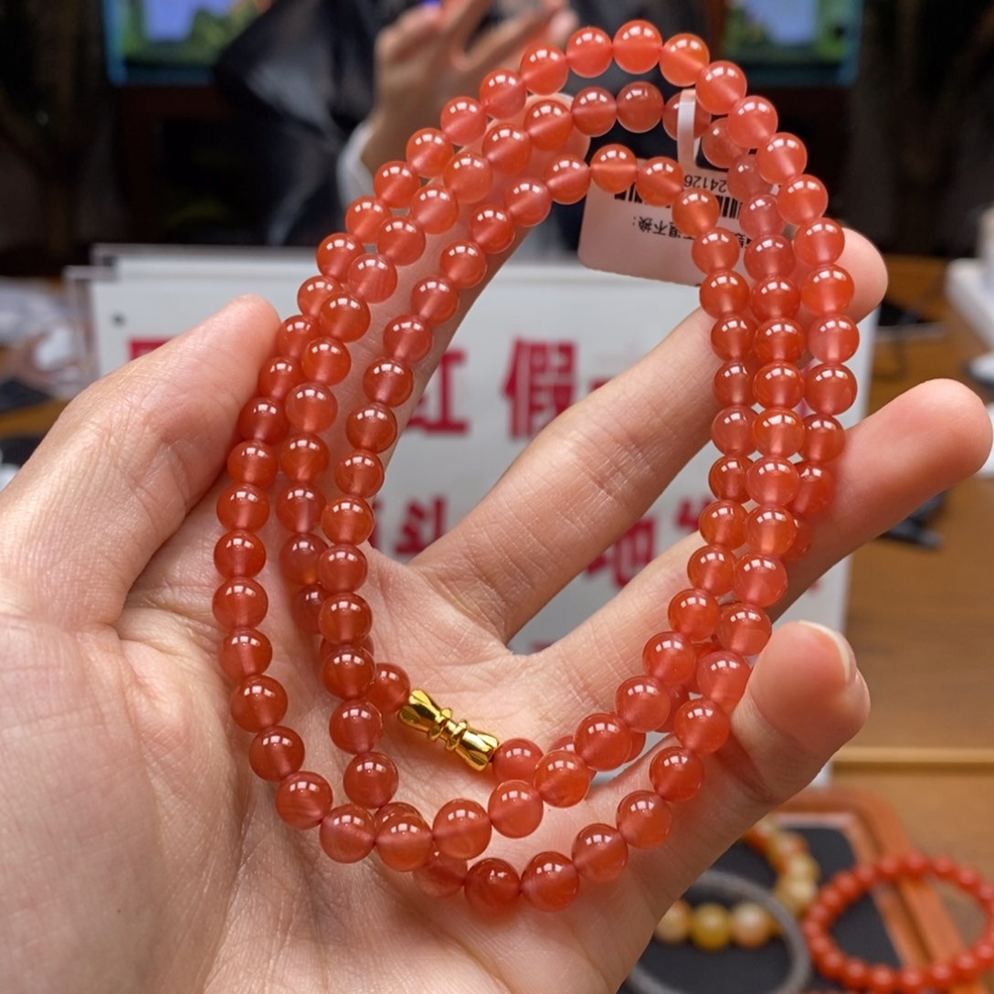 南红玛瑙串未镶嵌6➕冰粉毛衣链